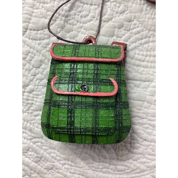 Giftcraft Green Plaid Mini Backpack & Vest Christmas Tree Ornament Set *NWT - Picture 2 of 5